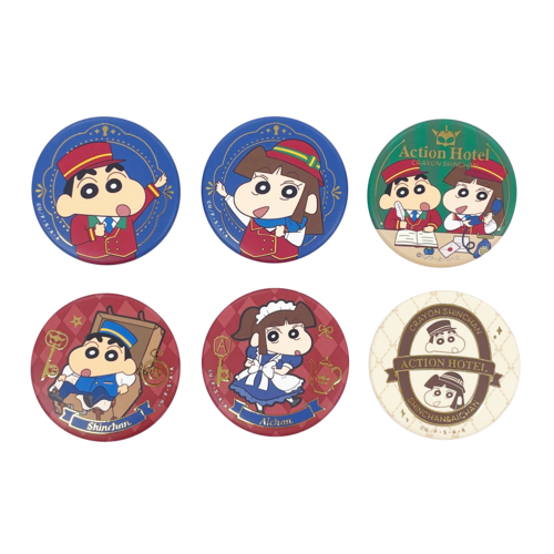 クレヨンしんちゃん 箔押し缶バッジ（ランダム6種）アクションホテル